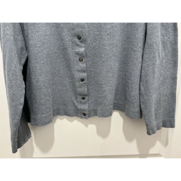 Eileen Fisher Short Cardigan Medium Gray Snap Closure Long Sleeve - Picture 3 of 7